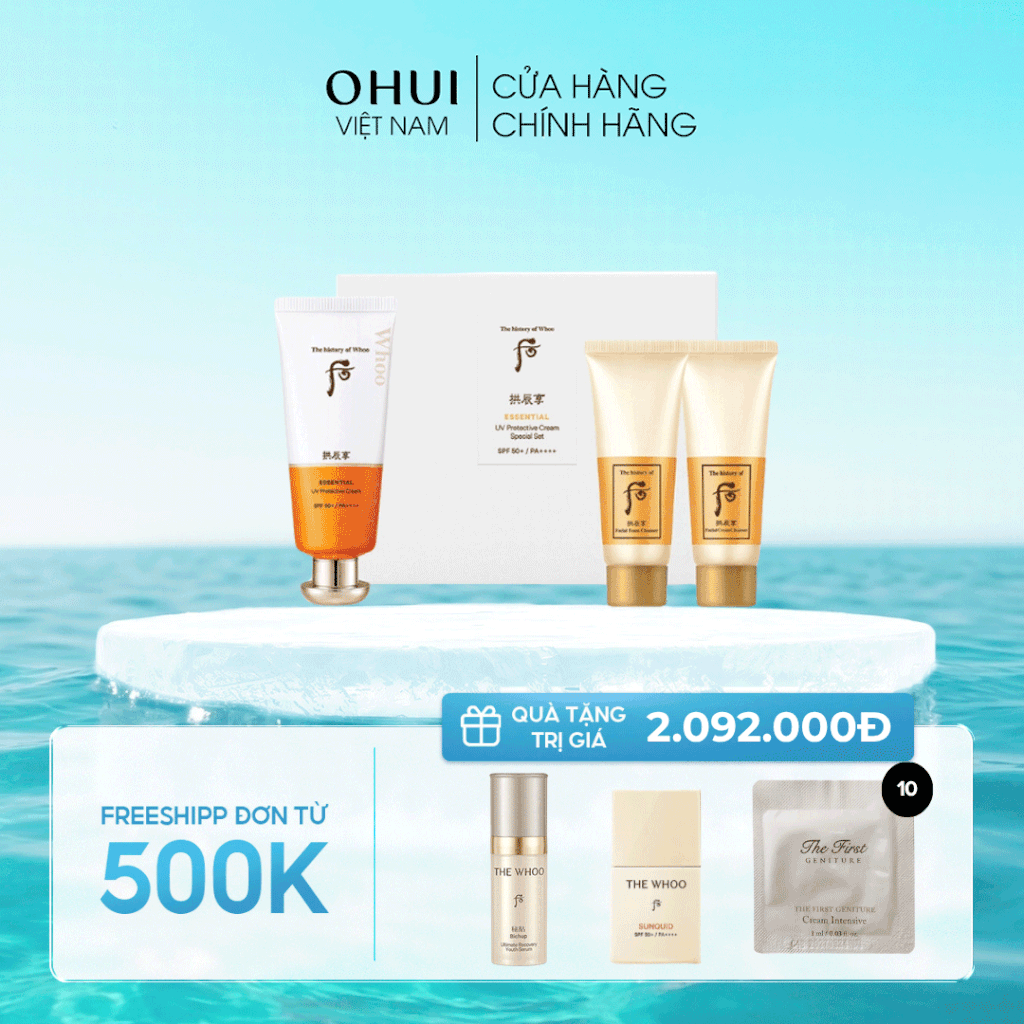 Bộ Kem chống nắng dưỡng ẩm The history of Whoo Gongjinhyang Essential UV Protective Sun Cream SPF50+, PA++++ 60ml