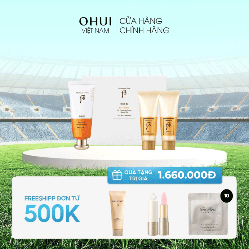 Bộ Kem chống nắng dưỡng ẩm The history of Whoo Gongjinhyang Essential UV Protective Sun Cream SPF50+, PA++++ 60ml