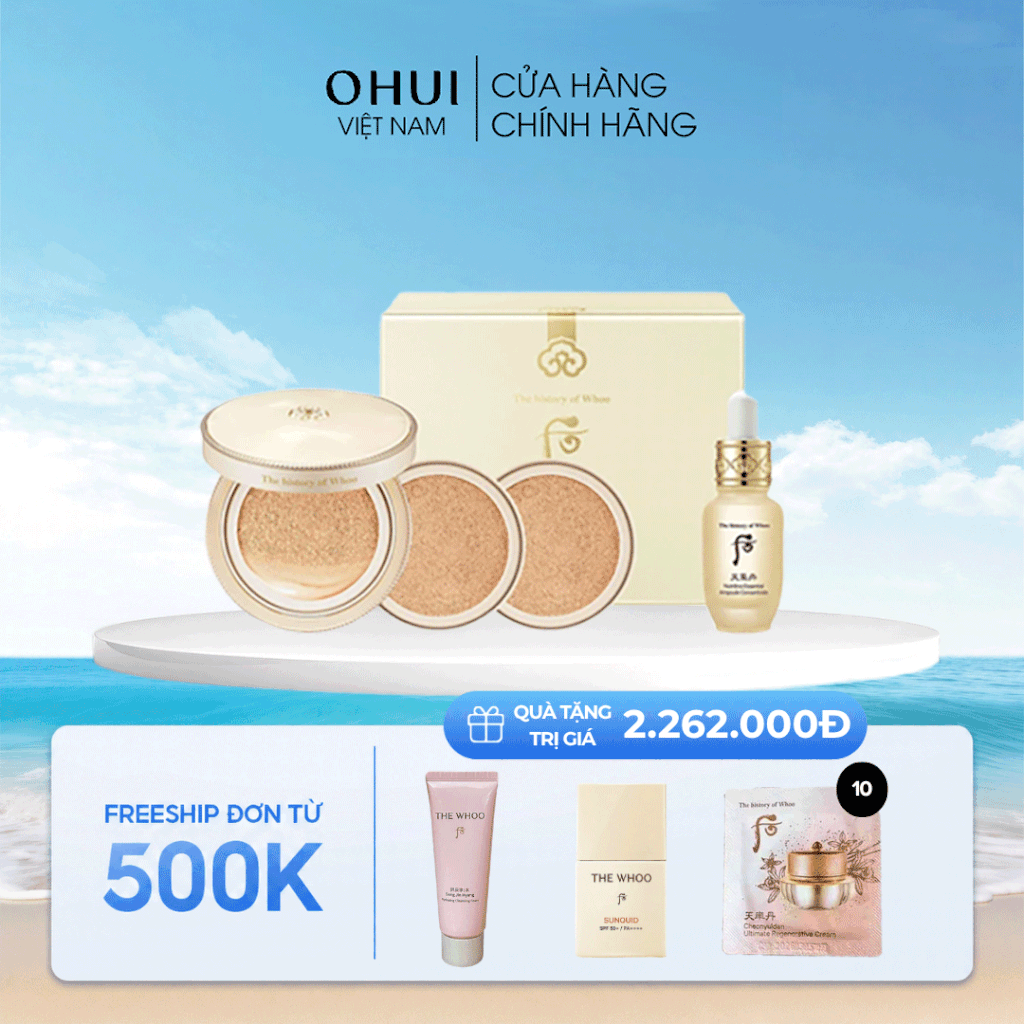 Bộ Cushion Trang Điểm Whoo Gongjinhyang Mi Luxury Golden Cushion Glow