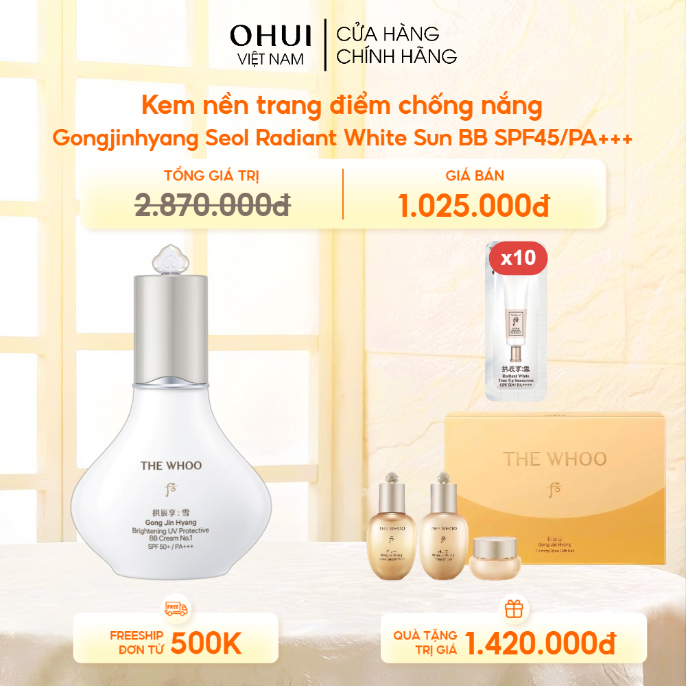 Kem nền trang điểm chống nắng Gongjinhyang Seol Radiant White Sun BB SPF45/PA+++