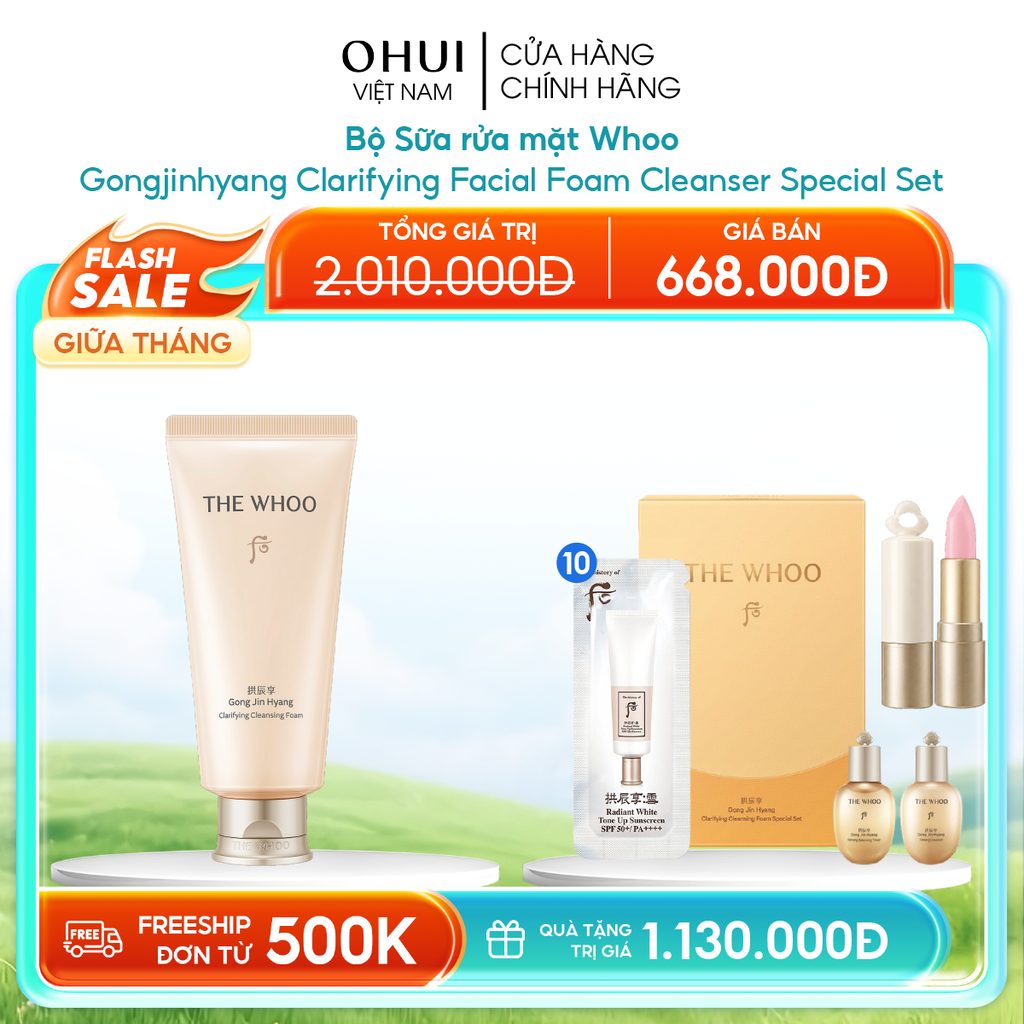 Bộ Sữa rửa mặt Whoo Gongjinhyang Clarifying Facial Foam Cleanser Special Set