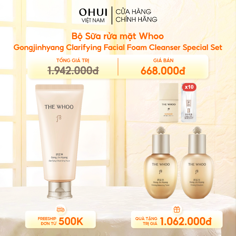 Bộ Sữa rửa mặt Whoo Gongjinhyang Clarifying Facial Foam Cleanser Special Set