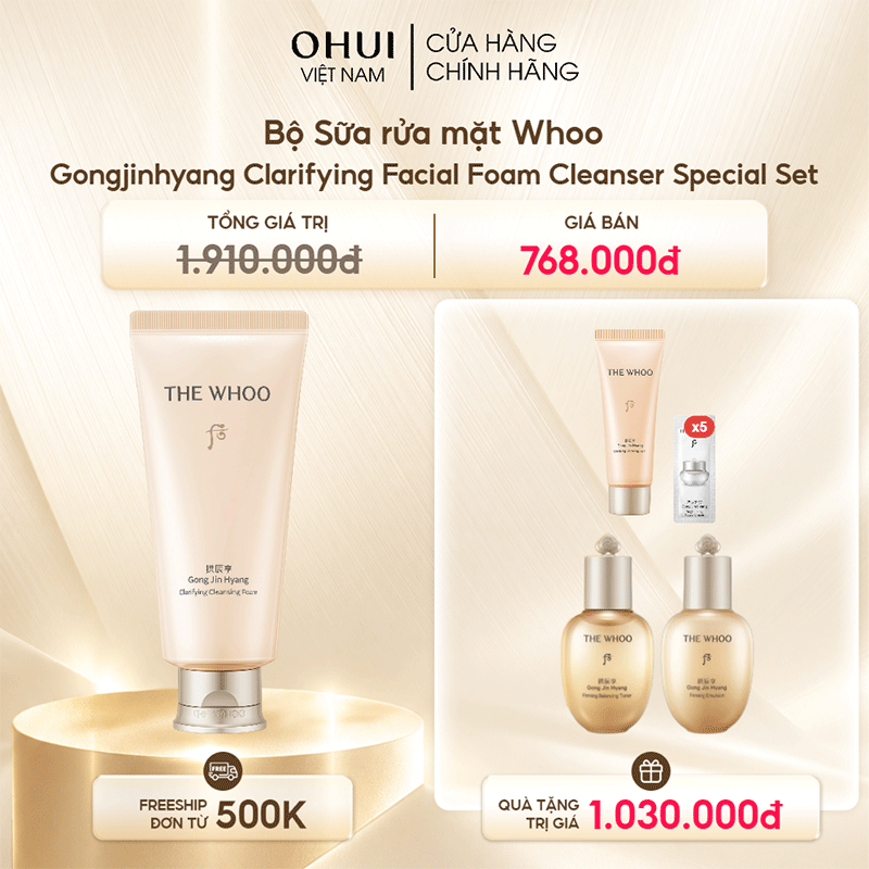 Bộ Sữa rửa mặt Whoo Gongjinhyang Clarifying Facial Foam Cleanser Special Set