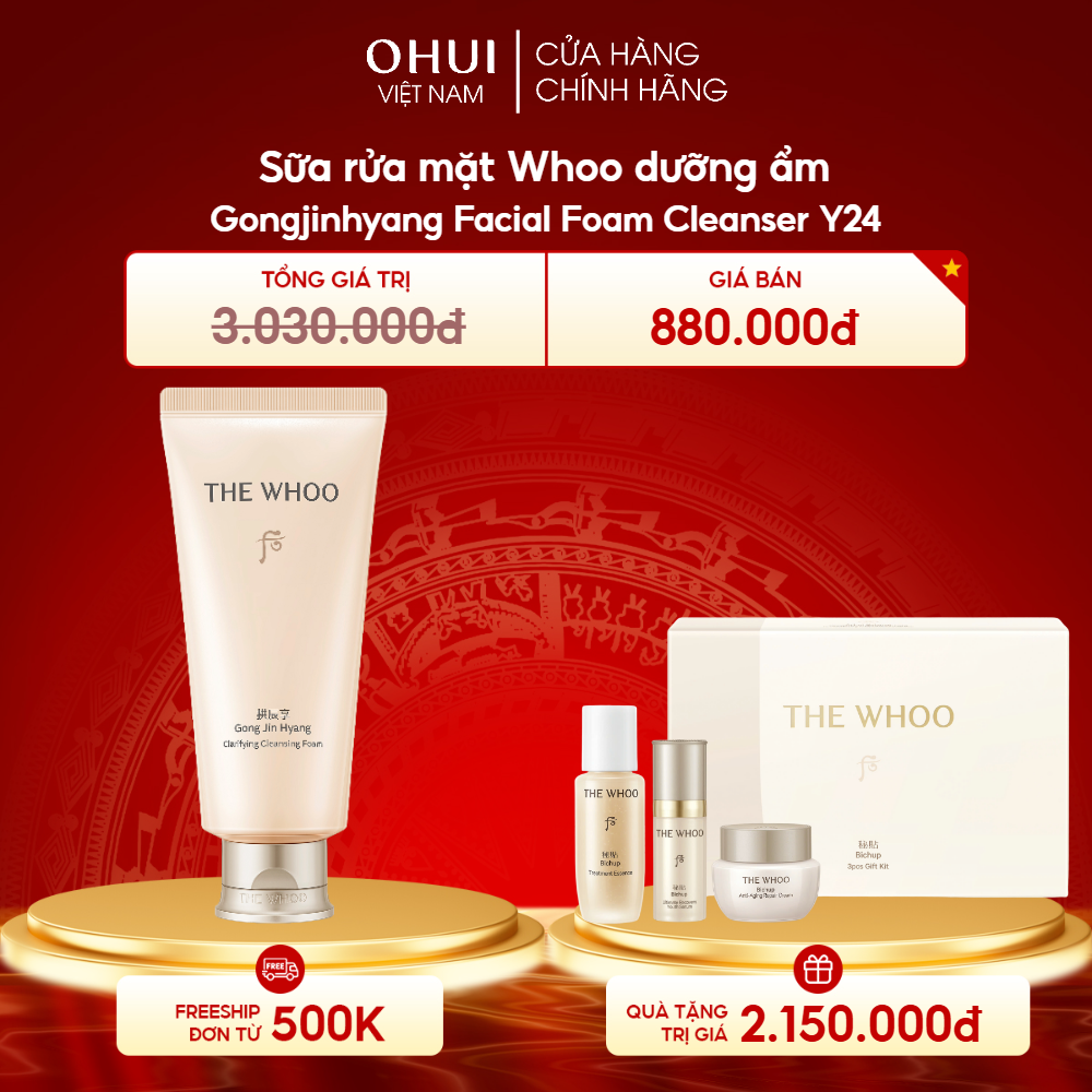 Sữa rửa mặt Whoo dưỡng ẩm Gongjinhyang Facial Foam Cleanser Y24