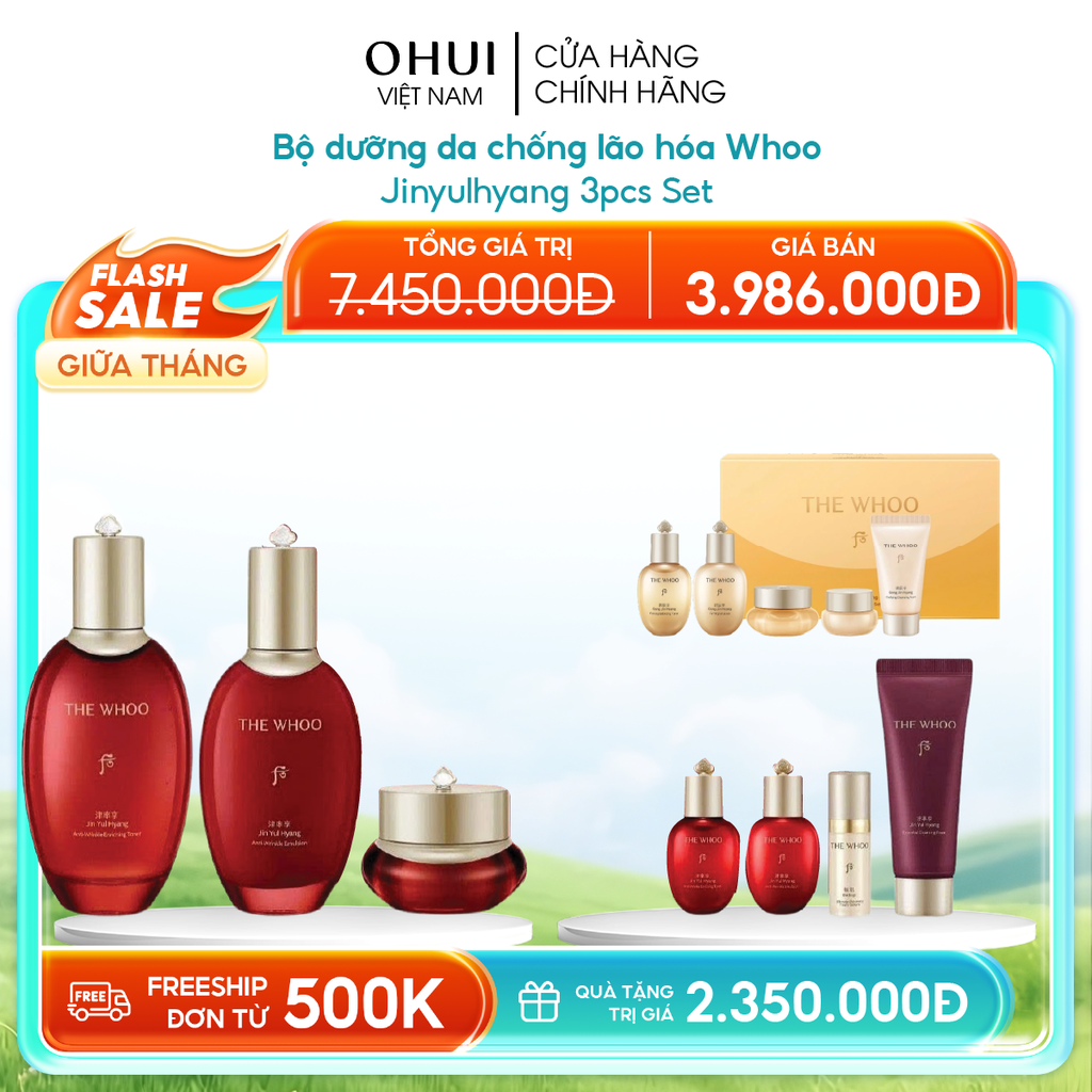 Bộ dưỡng da chống lão hóa Whoo Jinyulhyang 3pcs