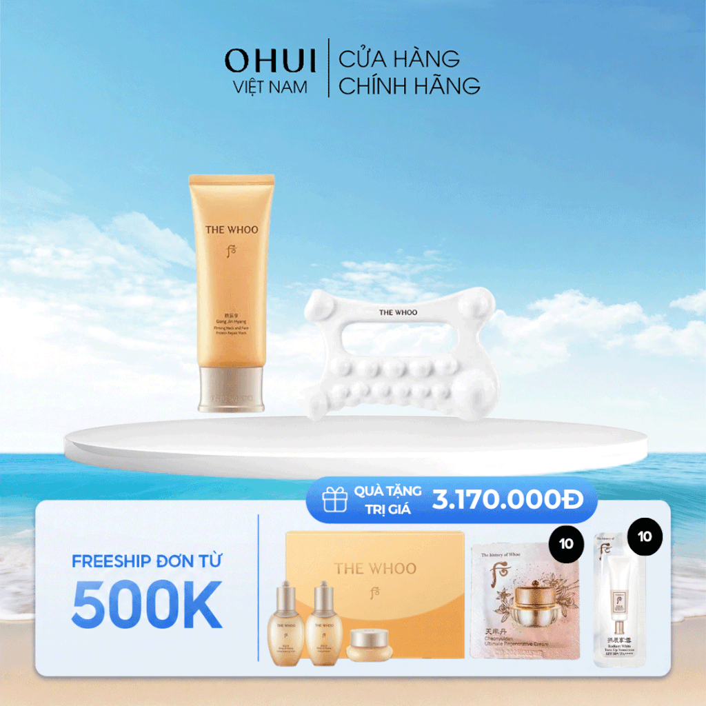 Mặt nạ ngủ Whoo vàng Gongjinhyang Firming Neck and Face Protein Repair Mask