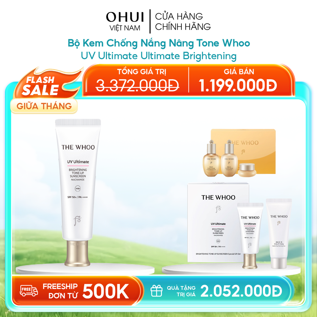Bộ Kem Chống Nắng Nâng Tone Whoo UV Ultimate Brightening