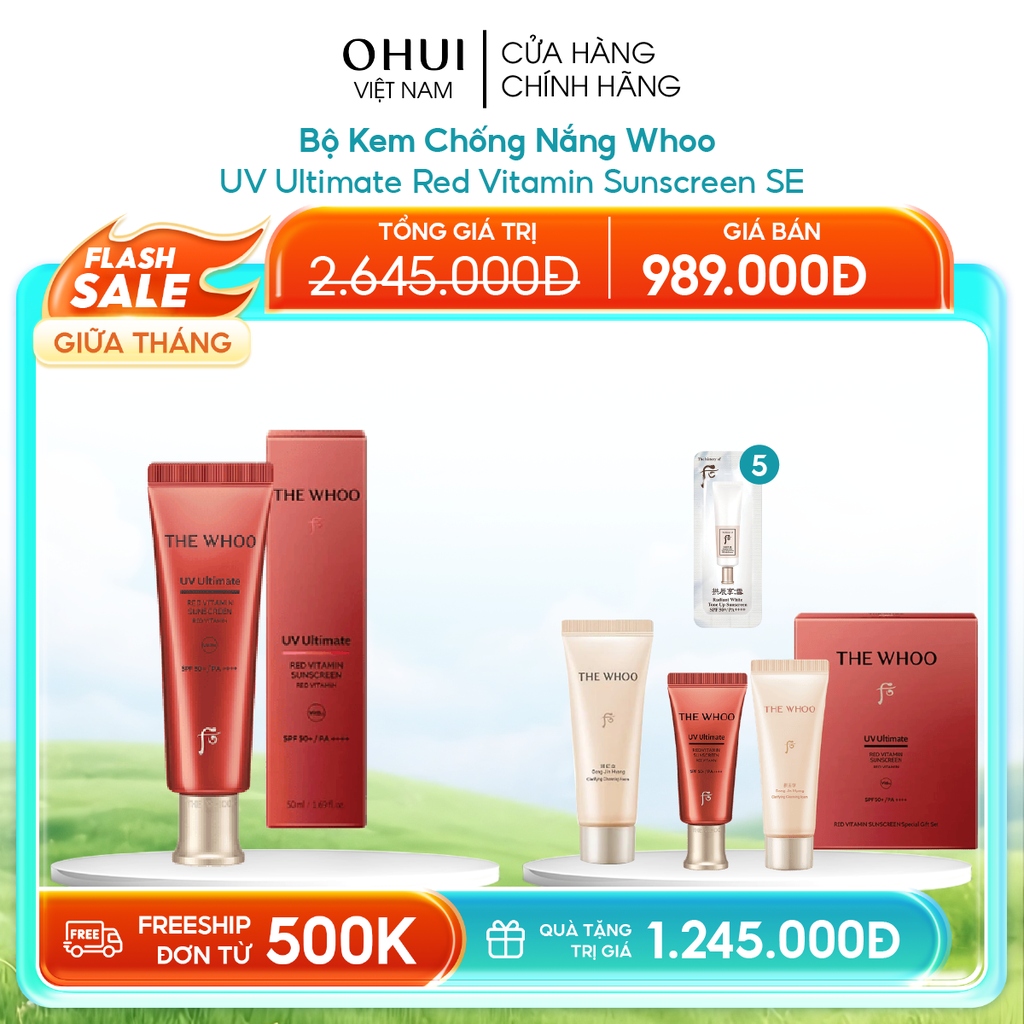 Bộ Kem Chống Nắng Whoo Đỏ UV Ultimate Red Vitamin Sunscreen SE