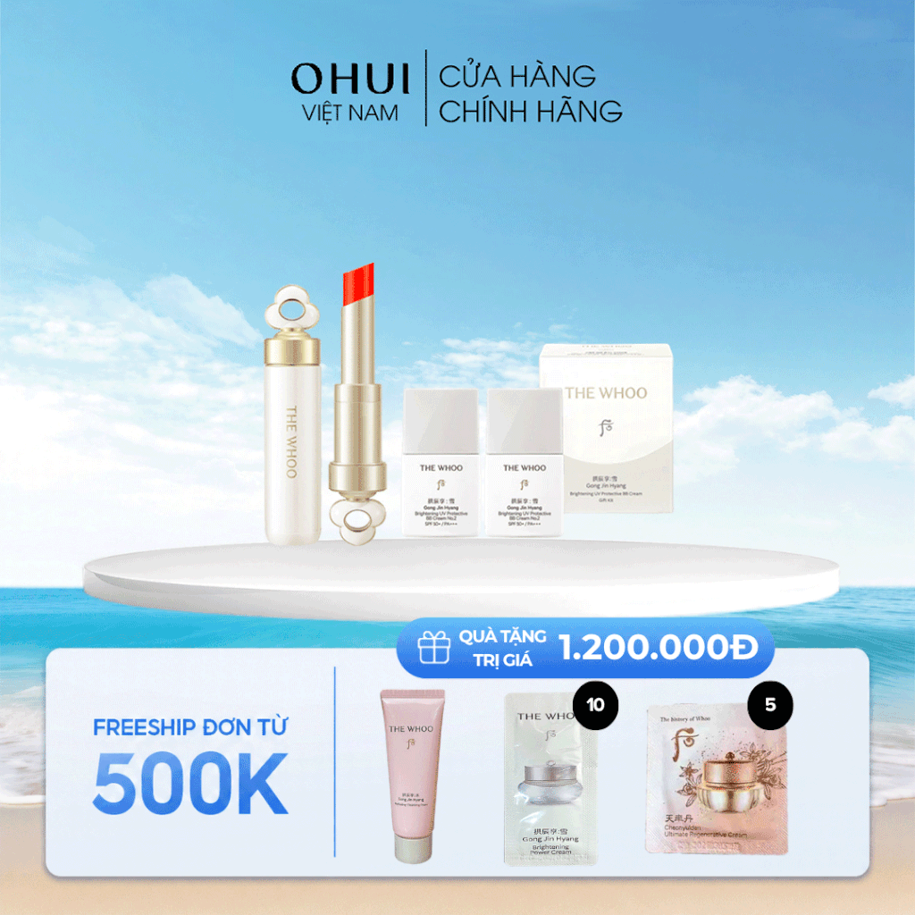Bộ Son Dưỡng Môi Đông Y Whoo Mi Glow Lip Balm Set Peony Coral
