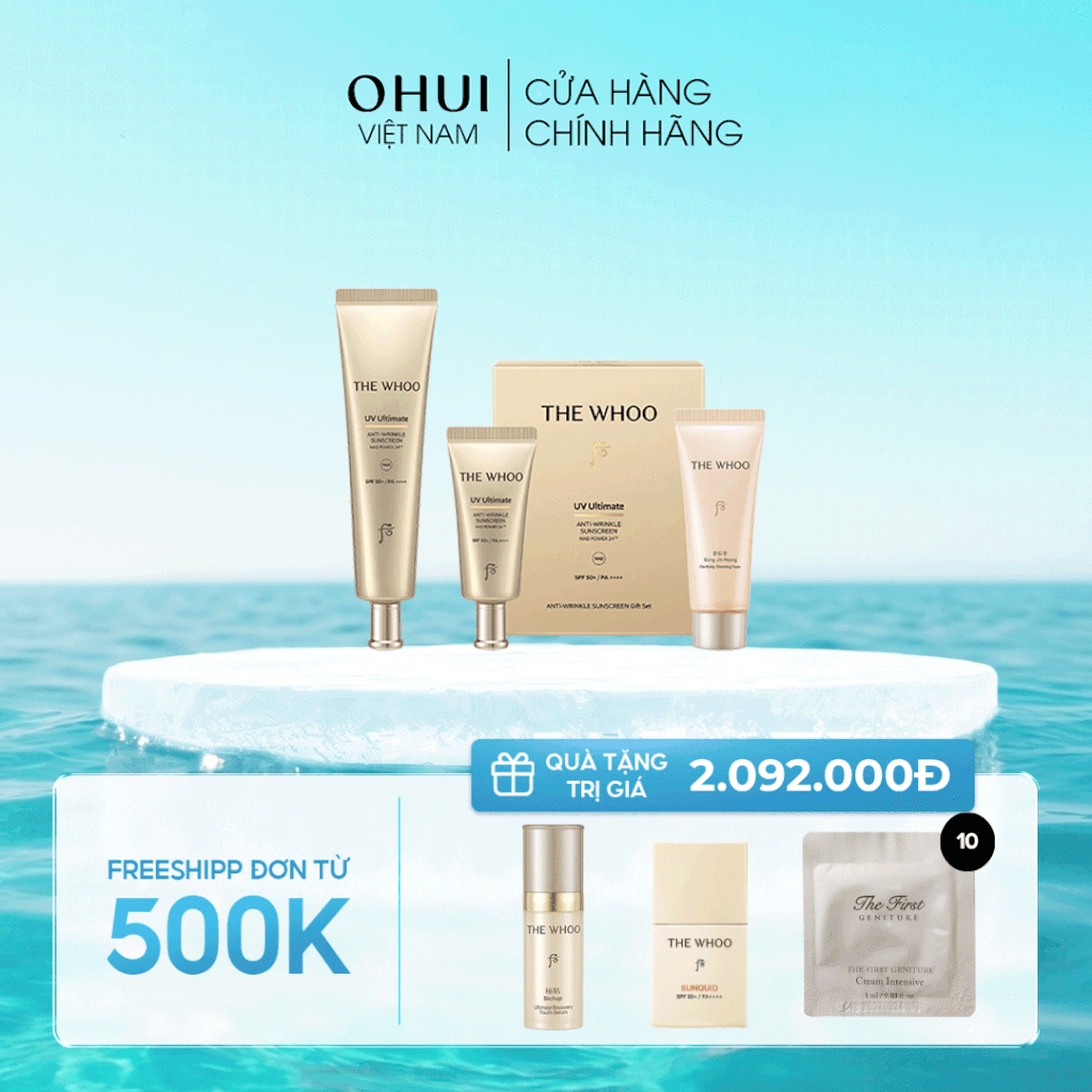 Bộ Kem chống nắng Whoo Vàng Anti Wrinkle Sunscreen Set Y25