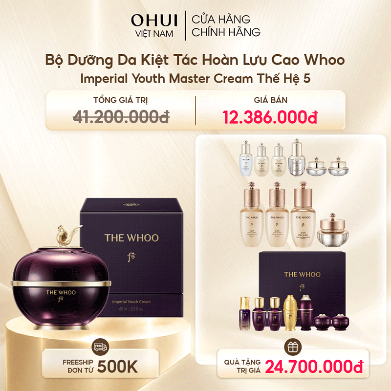 Bộ Dưỡng Da Kiệt Tác Hoàn Lưu Cao Whoo Imperial Youth Master Cream Thế Hệ 5
