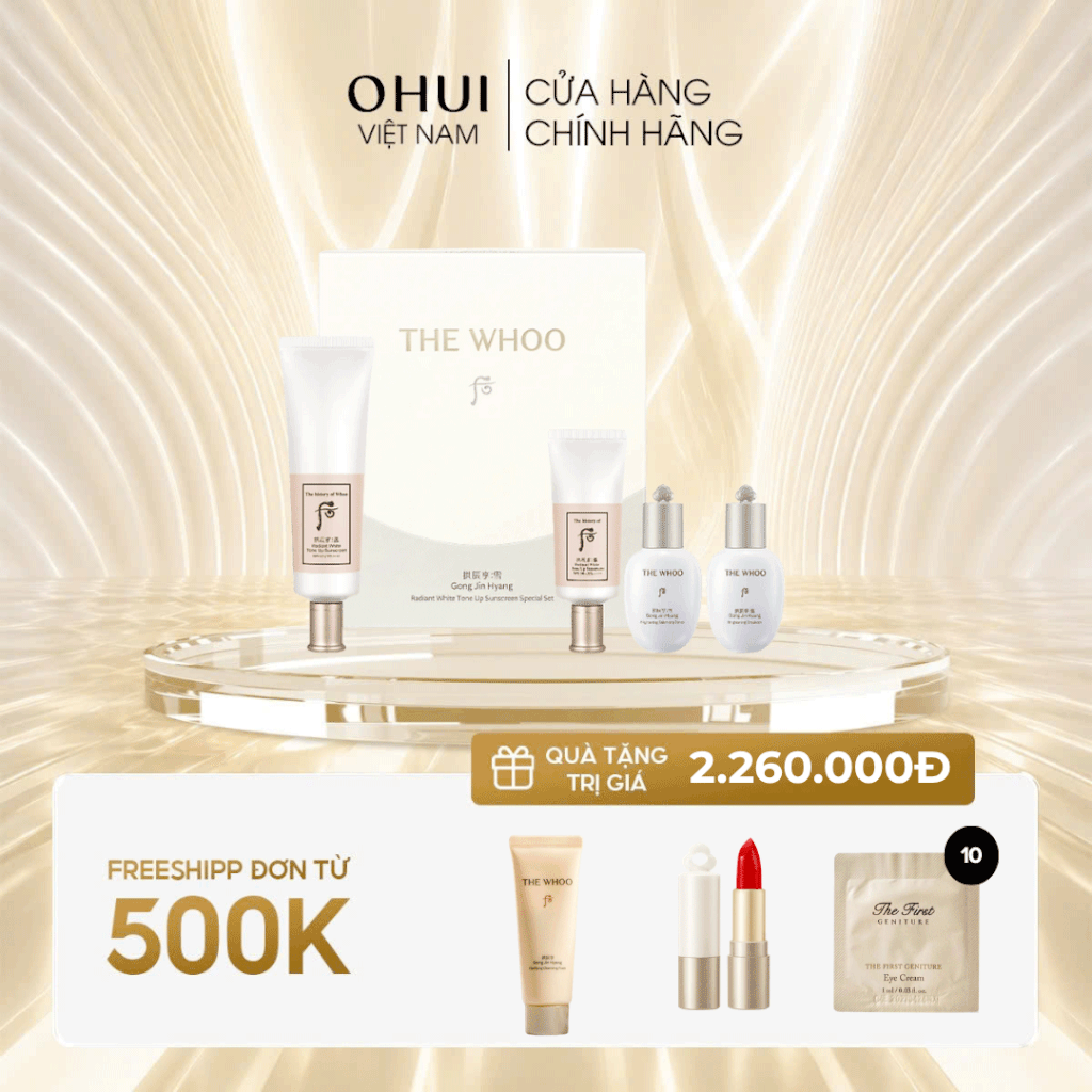 Bộ Kem chống nắng Whoo nâng tông Gongjinhyang Seol Radiant White Tone Up Sunscreen
