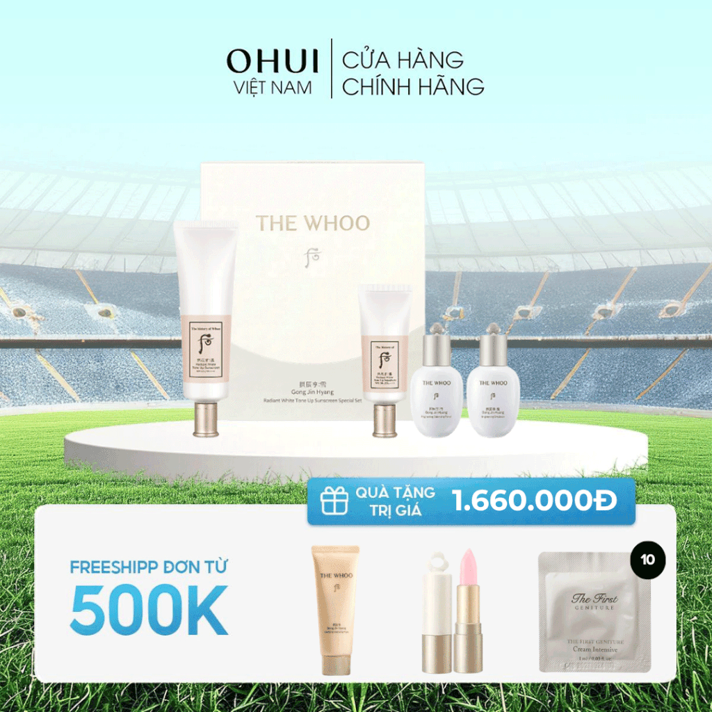 Bộ Kem chống nắng Whoo nâng tông Gongjinhyang Seol Radiant White Tone Up Sunscreen