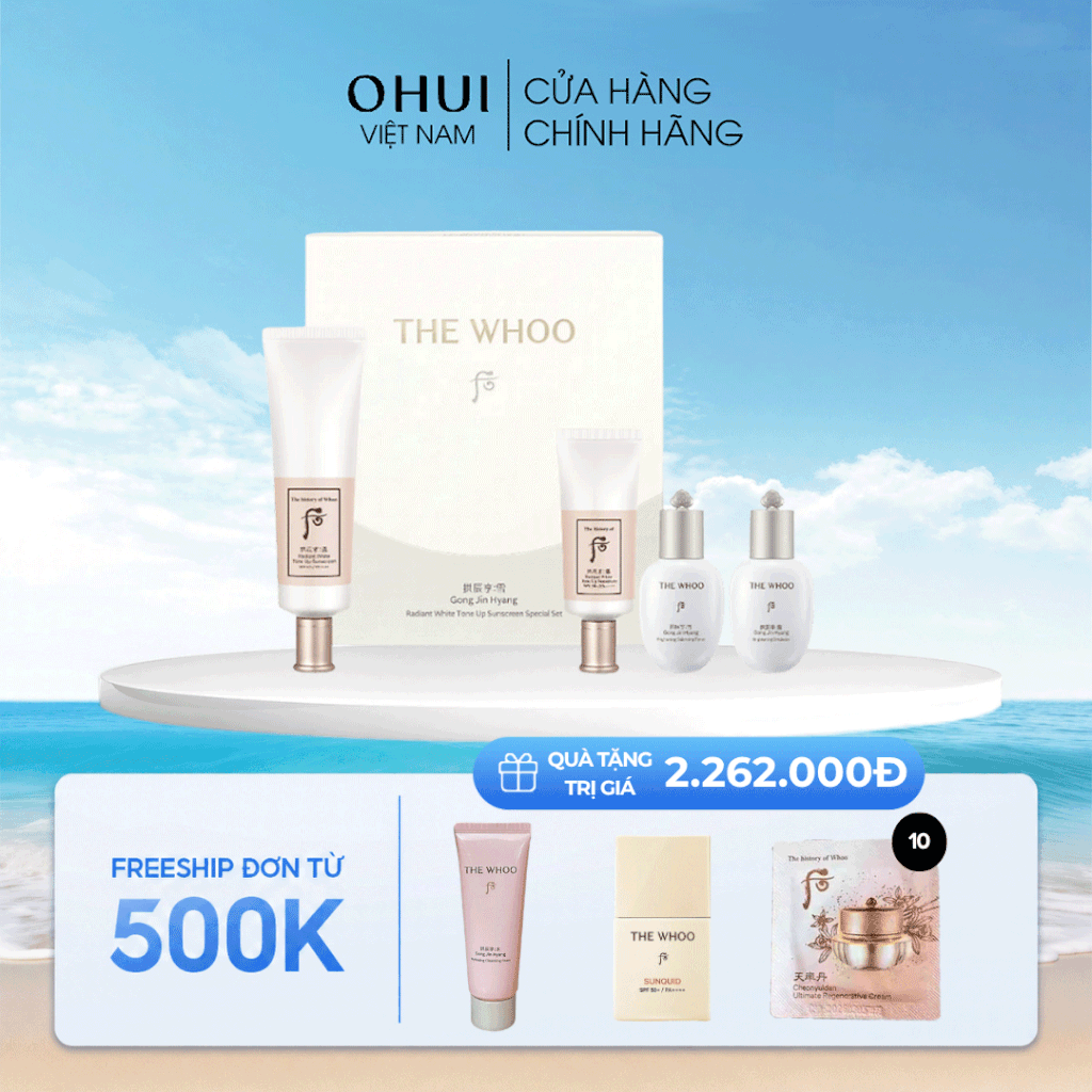 Bộ Kem chống nắng Whoo nâng tông Gongjinhyang Seol Radiant White Tone Up Sunscreen