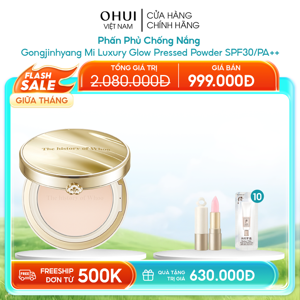 Phấn Phủ Chống Nắng Gongjinhyang Mi Luxury Glow Pressed Powder SPF30/PA++