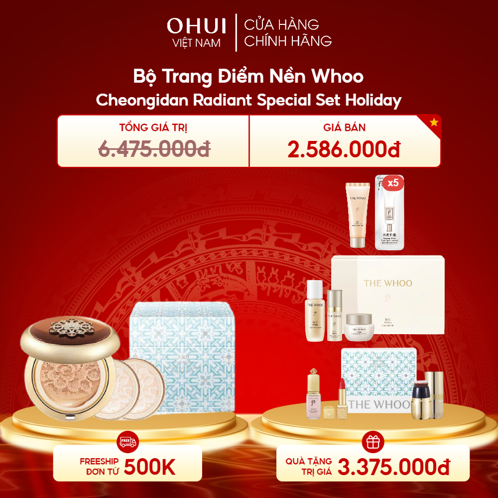 Bộ Trang Điểm Nền Whoo Cheongidan Radiant Special Set Holiday