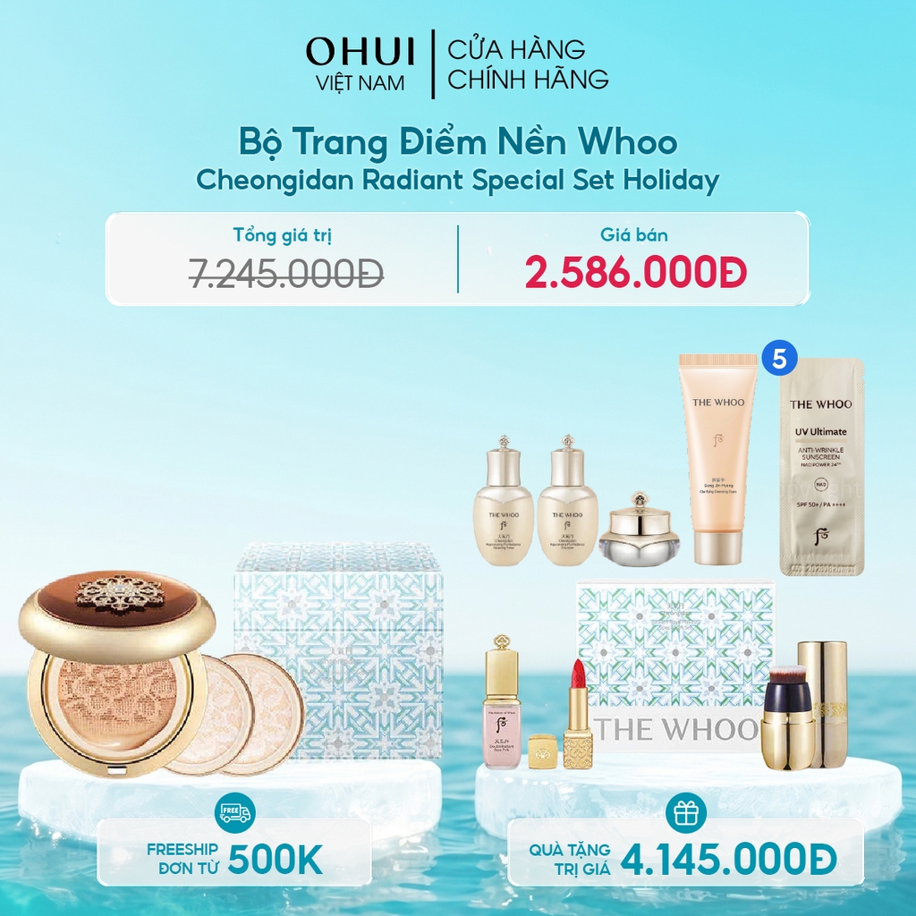 Bộ Trang Điểm Nền Whoo Cheongidan Radiant Special Set Holiday