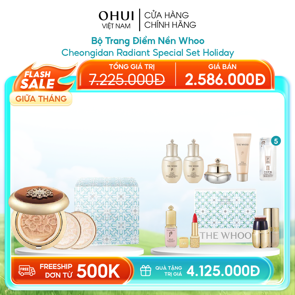 Bộ Trang Điểm Nền Whoo Cheongidan Radiant Special Set Holiday