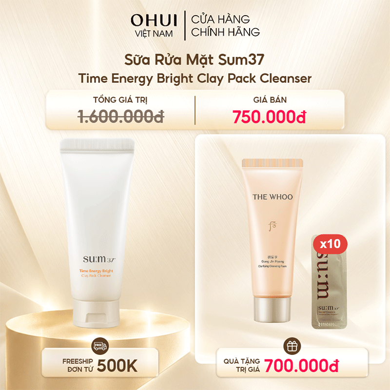 Sữa Rửa Mặt Sum37 Time Energy Bright Clay Pack Cleanser
