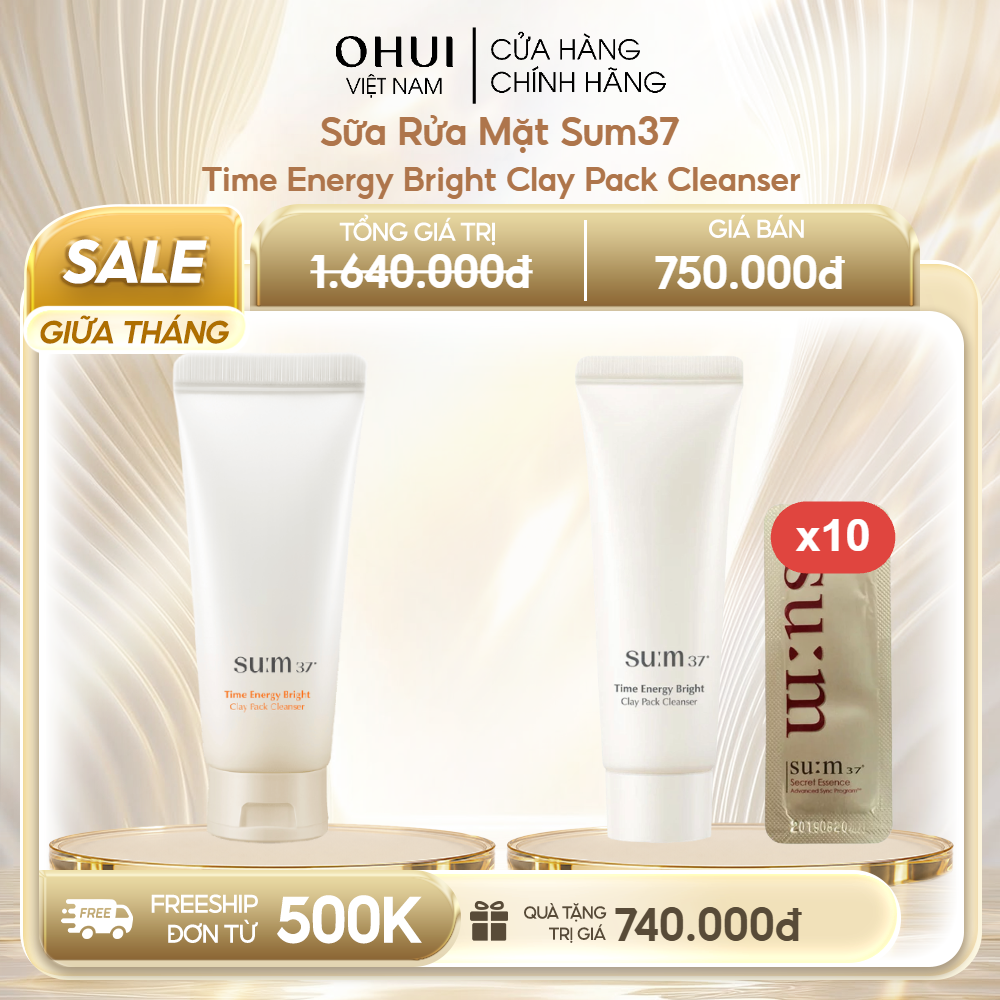 Sữa Rửa Mặt Sum37 Time Energy Bright Clay Pack Cleanser