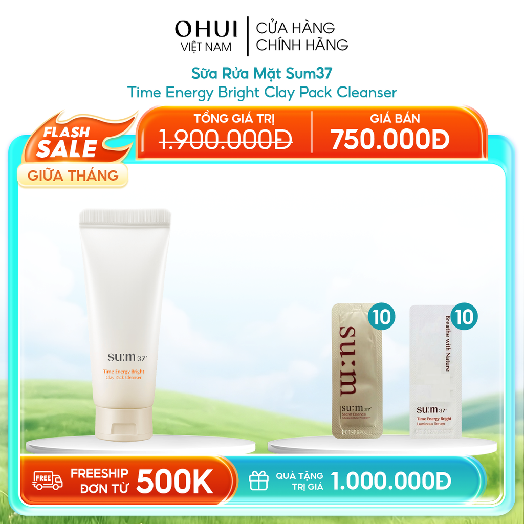 Sữa Rửa Mặt Sum37 Time Energy Bright Clay Pack Cleanser