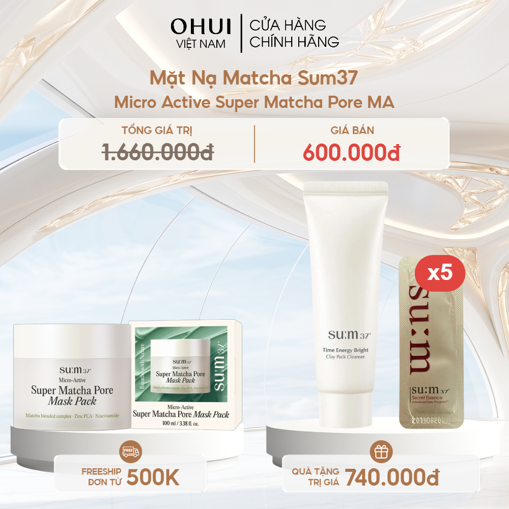 Mặt Nạ Trà Xanh Sum37 Micro Active Super Matcha Pore Mask Pack