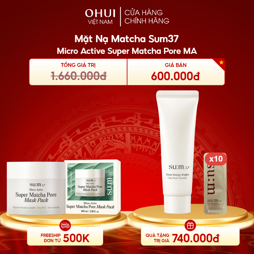 Mặt Nạ Trà Xanh Sum37 Micro Active Super Matcha Pore Mask Pack