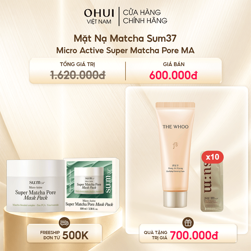 Mặt Nạ Trà Xanh Sum37 Micro Active Super Matcha Pore Mask Pack