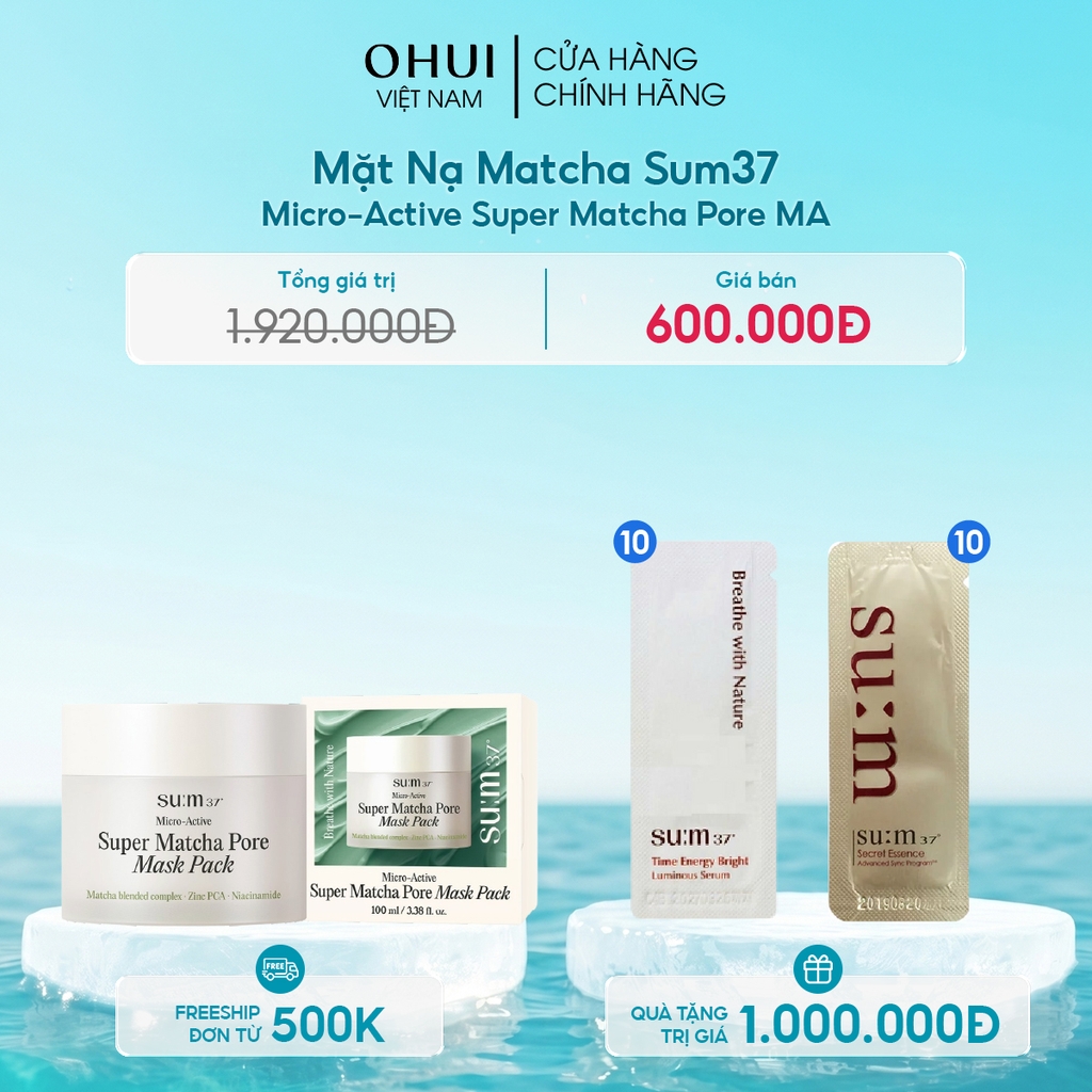 Mặt Nạ Trà Xanh Sum37 Micro Active Super Matcha Pore Mask Pack