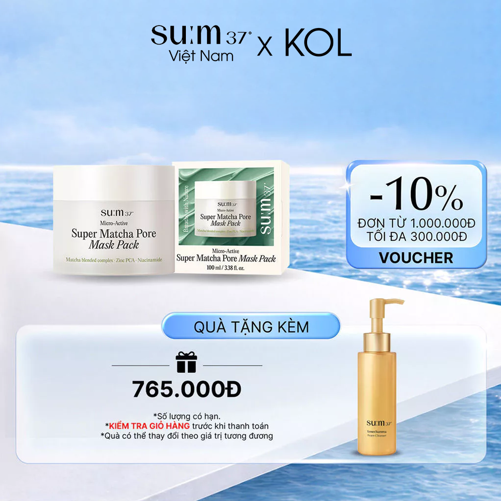 Mặt Nạ Trà Xanh Sum37 Micro Active Super Matcha Pore Mask Pack