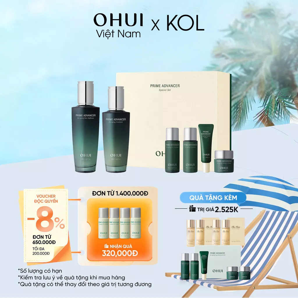 [KOL x OHUI] Bộ dưỡng ẩm củng cố làn da O HUI Prime Advancer 2PCS  Set
