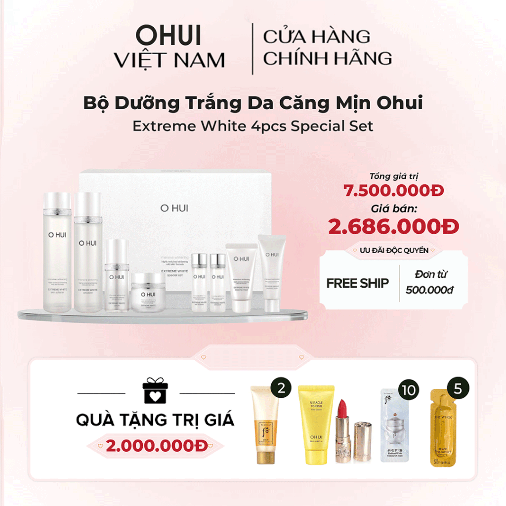 Bộ Dưỡng Trắng Da Căng Mịn Ohui Extreme White 4pcs Special Set