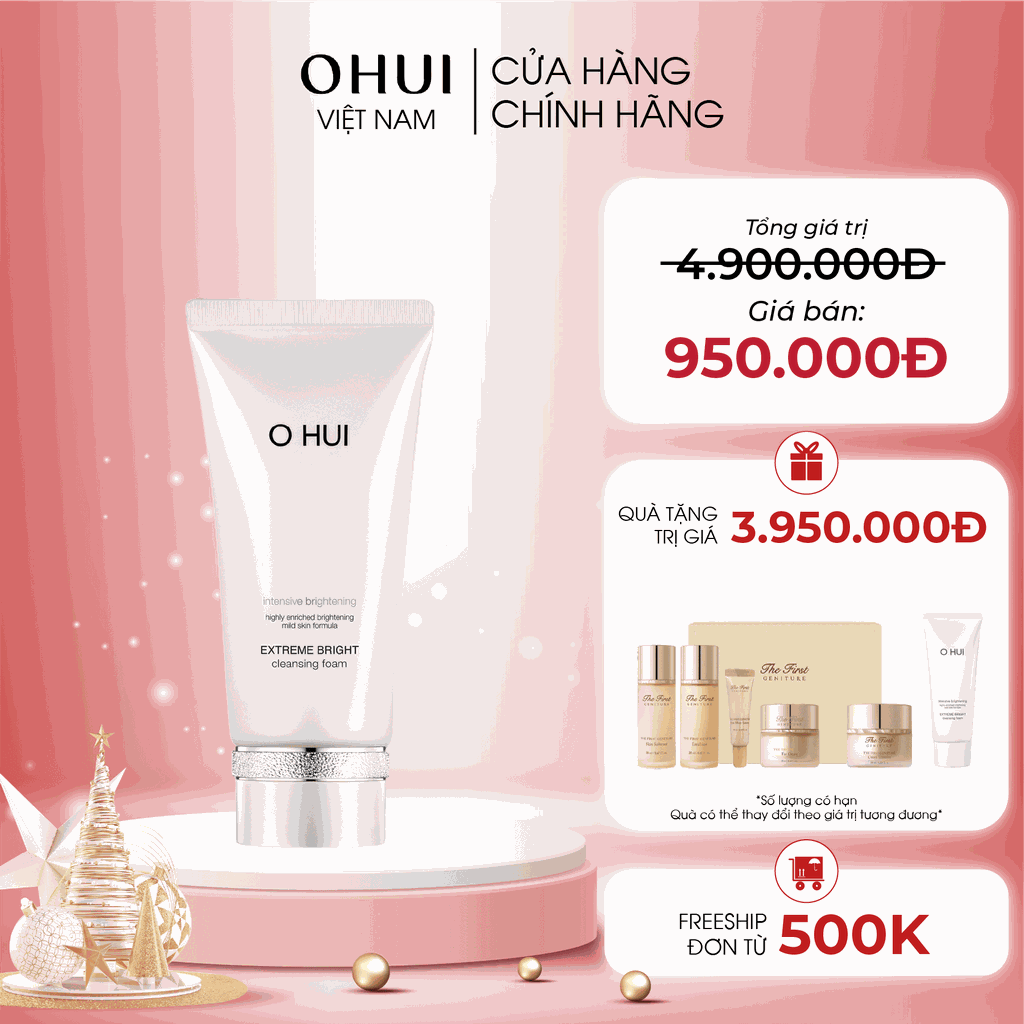 Bộ sữa rửa mặt dưỡng trắng da OHUI Extreme Bright Cleansing Foam