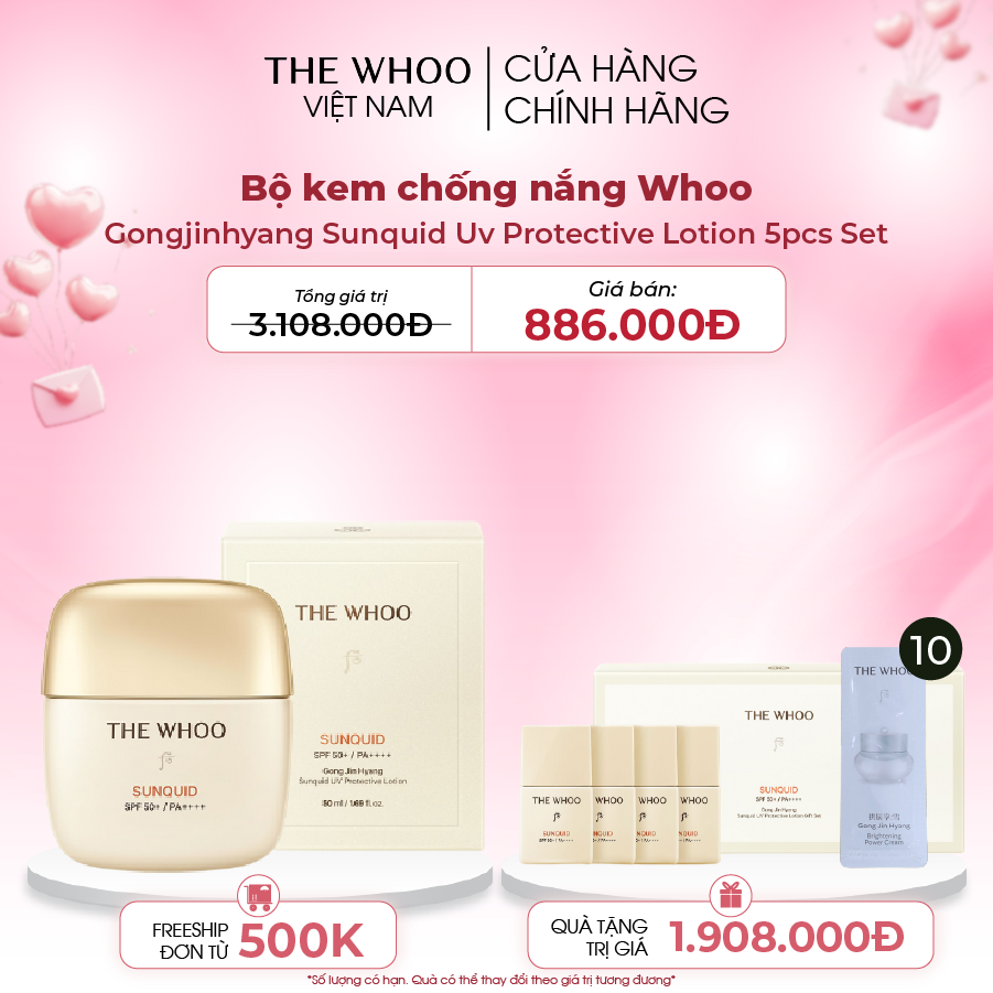 Bộ kem chống nắng Whoo Gongjinhyang Sunquid Uv Protective Lotion 5pcs Set