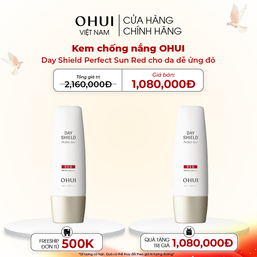 Kem chống nắng OHUI Day Shield Perfect Sun Red cho da dễ ửng đỏ