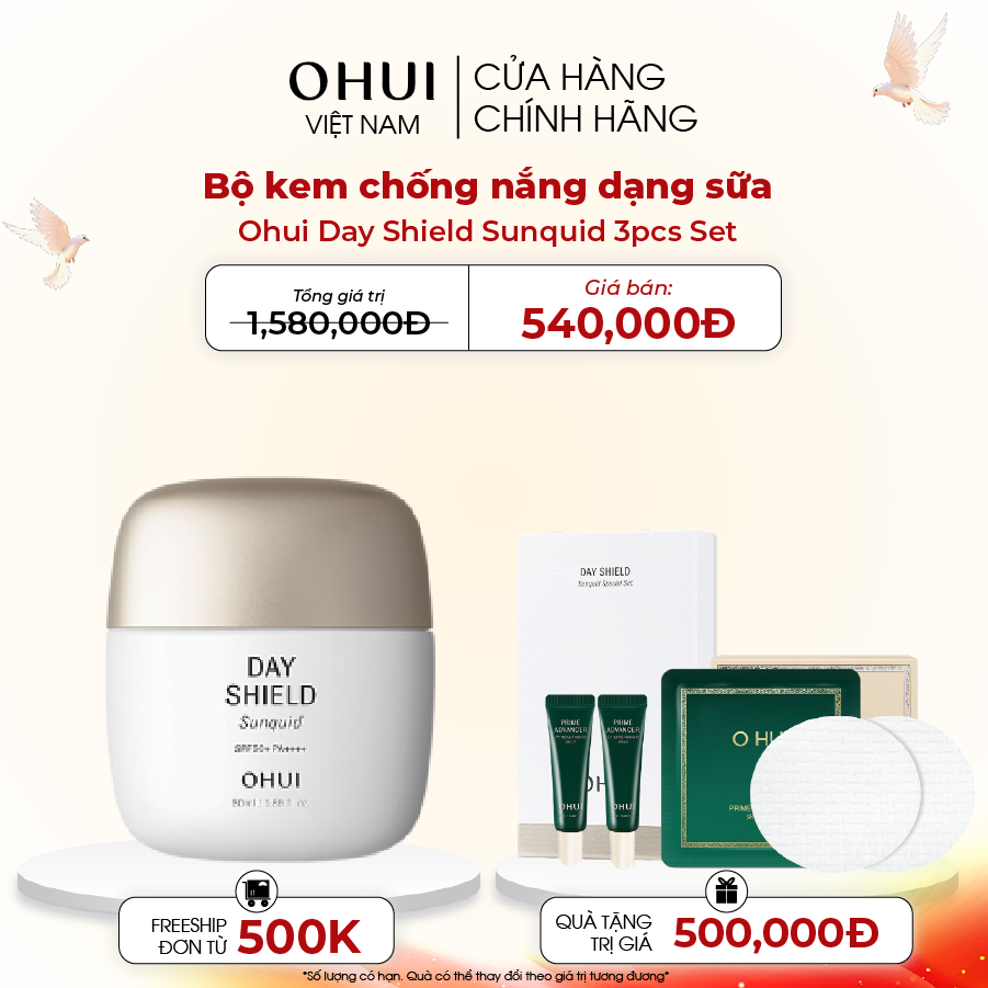 Bộ kem chống nắng dạng sữa Ohui Day Shield Sunquid 3pcs Set