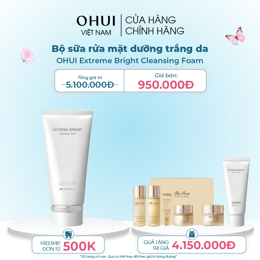 Bộ sữa rửa mặt dưỡng trắng da OHUI Extreme Bright Cleansing Foam