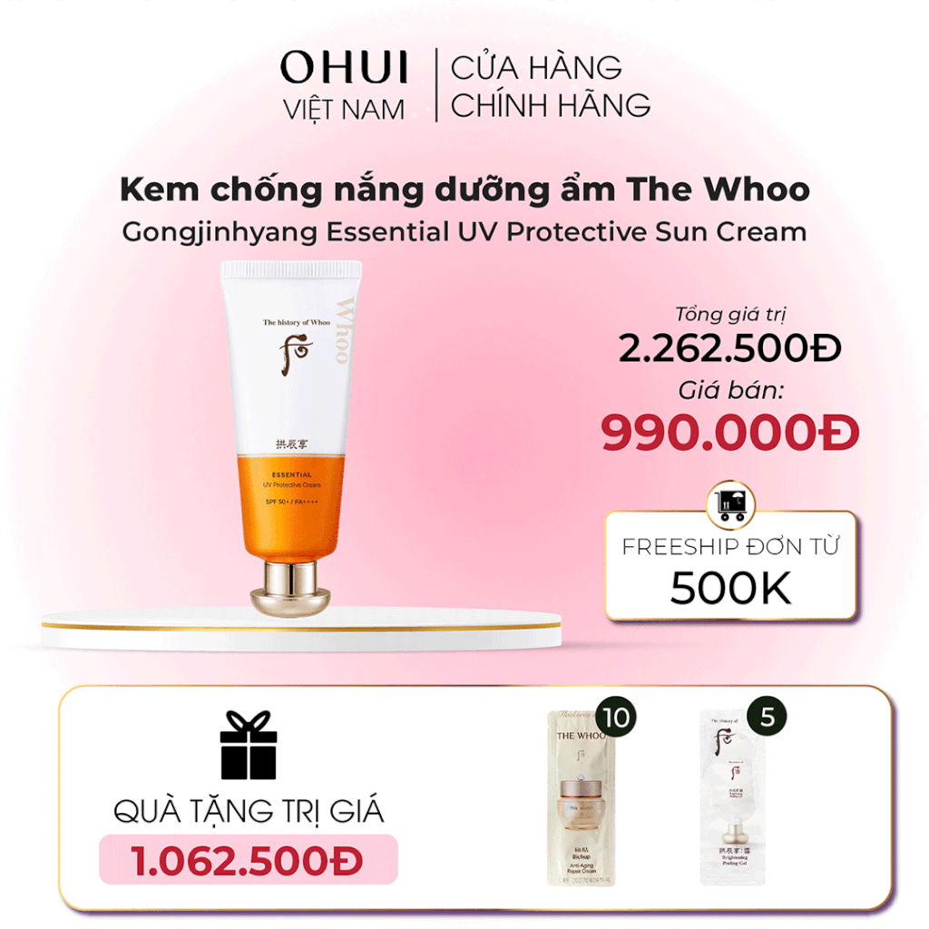 Kem chống nắng dưỡng ẩm The Whoo Gongjinhyang Essential UV Protective Sun Cream