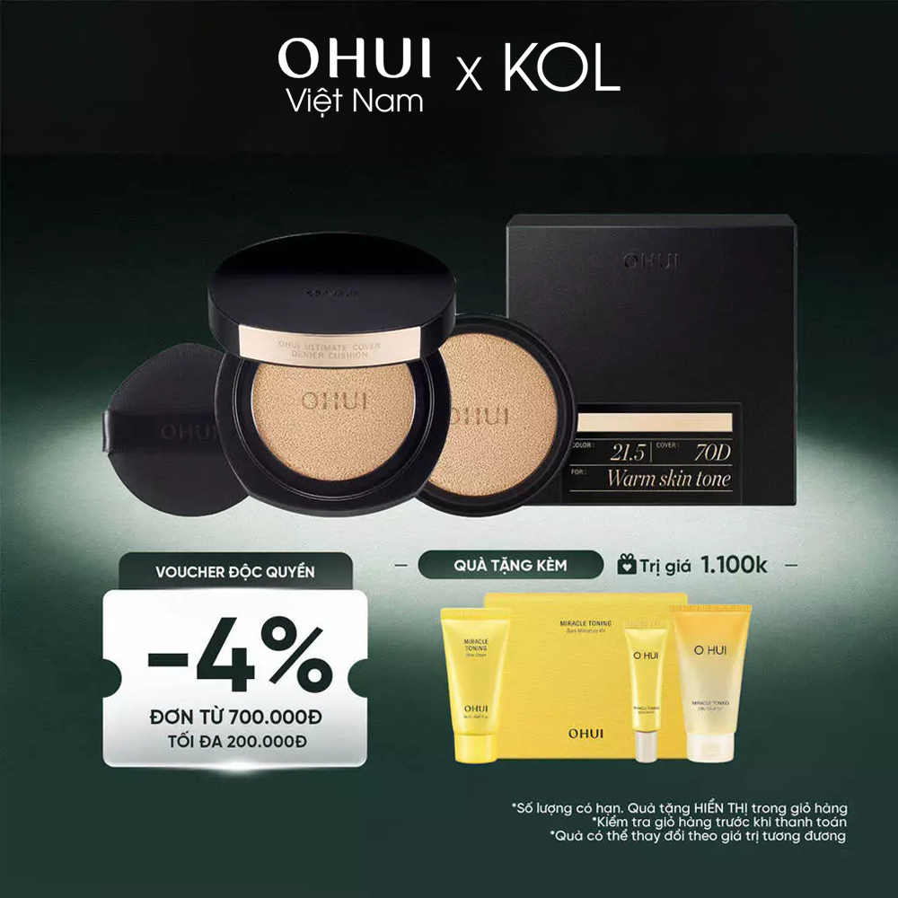 [KOL x OHUI] [Limited Edition] Bộ phấn Nước Kiềm Dầu Ohui Ultimate Cover Denier Cushion