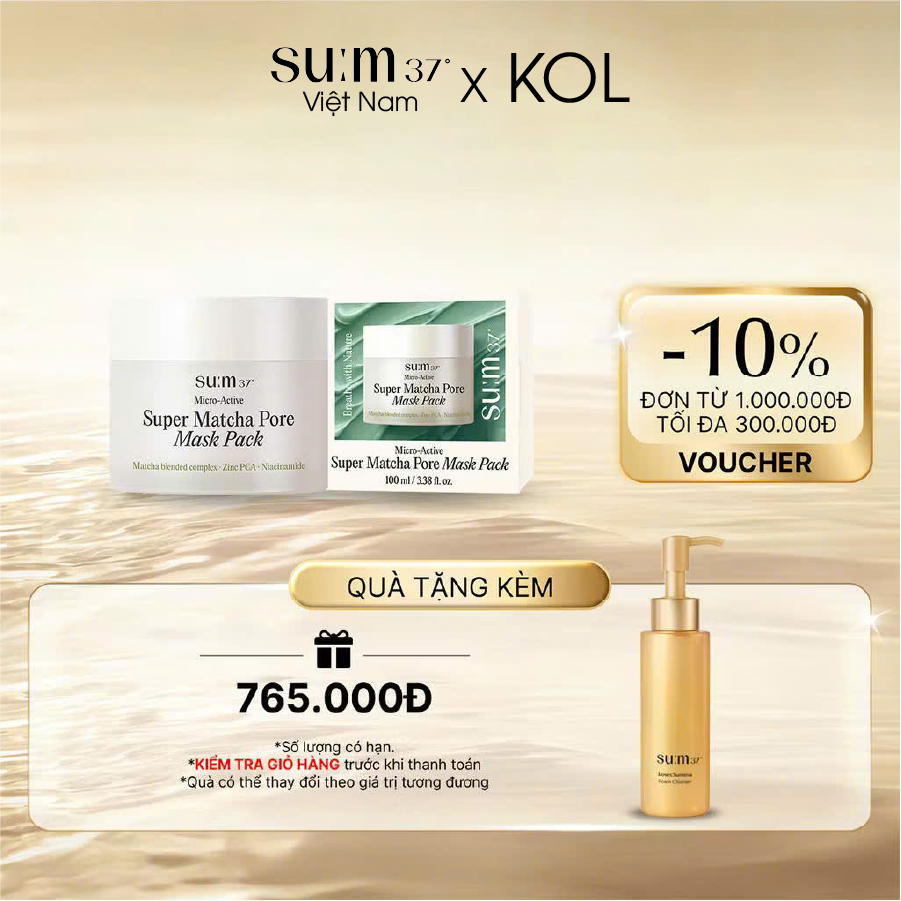 Mặt Nạ Trà Xanh Sum37 Micro Active Super Matcha Pore Mask Pack
