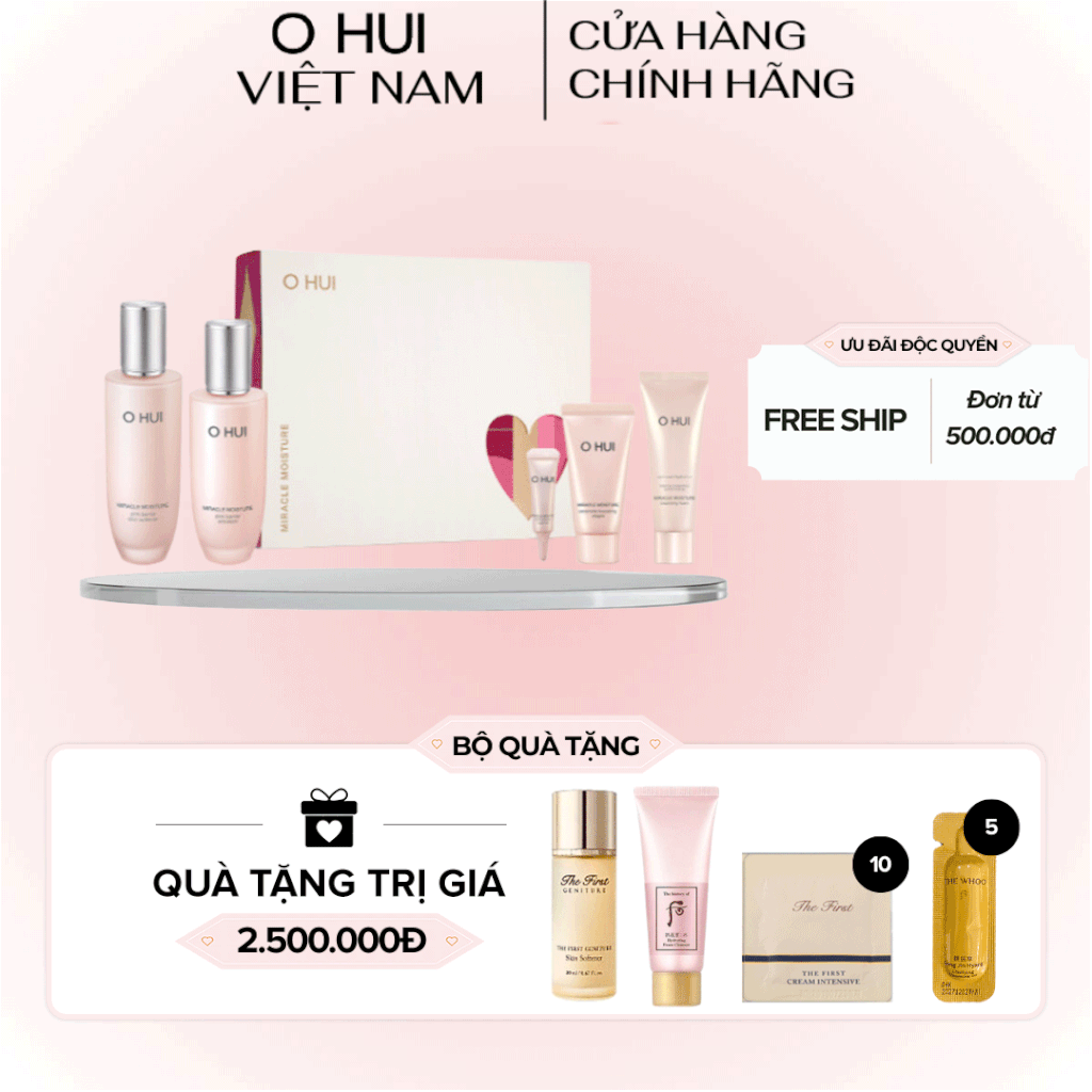 Bộ Dưỡng Ẩm Ohui Miracle Moisture Pink Barrier 2pcs Special Set