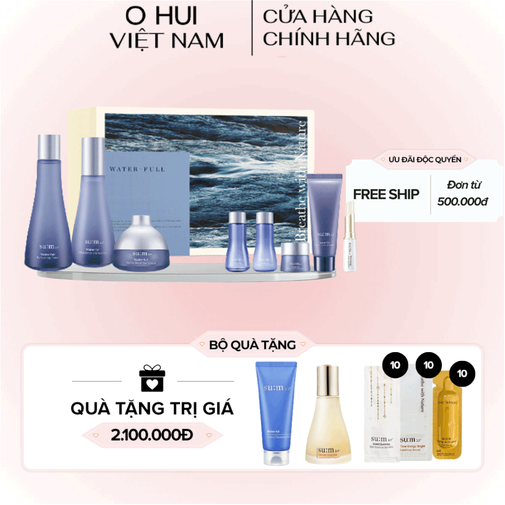 Bộ Dưỡng Da Sum37 Water-full 3pcs Breath With Nature Y23