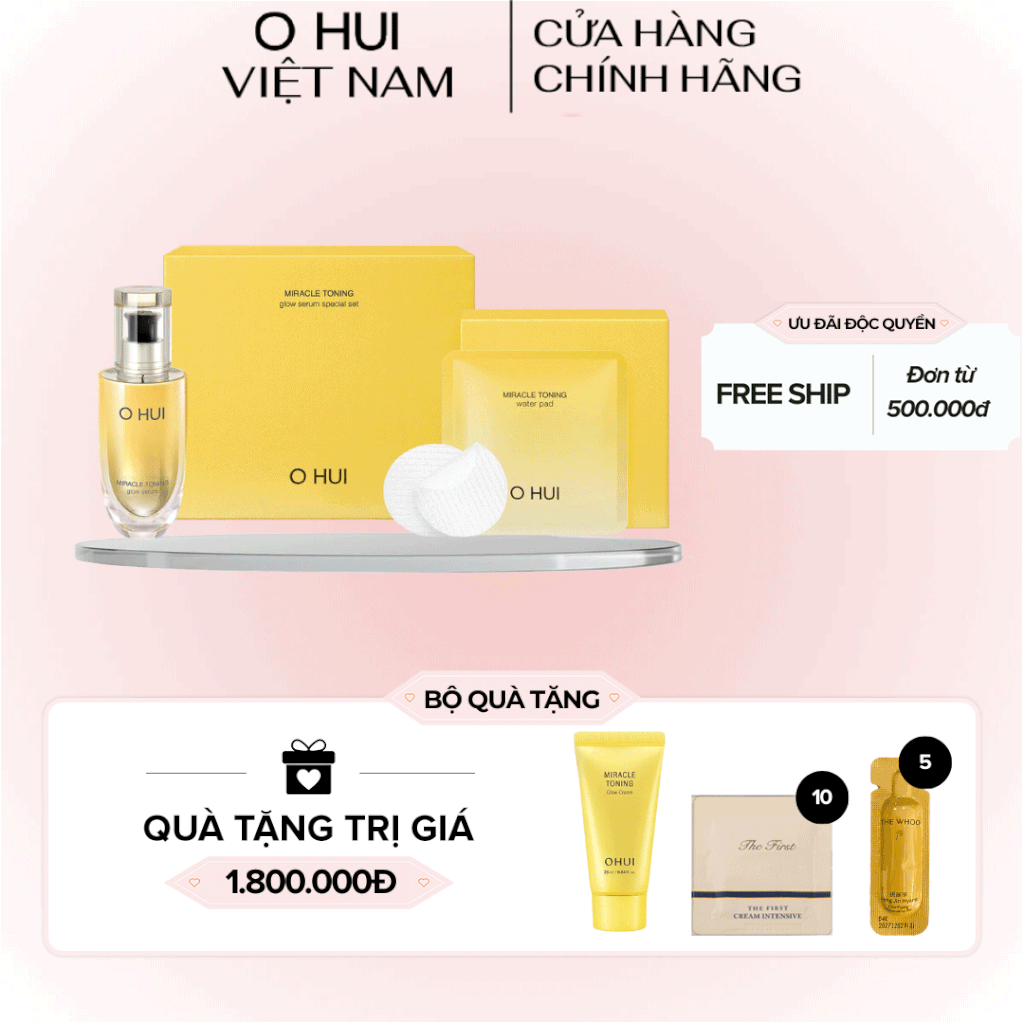 Bộ Dưỡng Sáng Da Vitamin C Ohui Miracle Toning Glow Serum 50ml