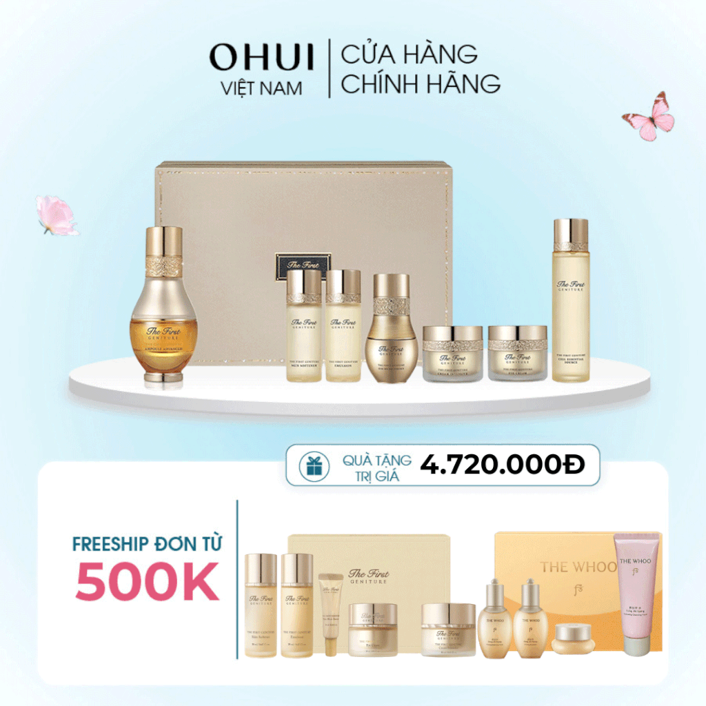 Bộ dưỡng trẻ hóa tinh chất vàng OHUI The First Ampoule Advanced Special Set