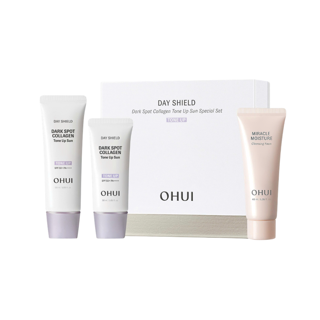 Bộ Kem Chống Nắng Cải Thiện Đốm Nâu Và Nâng Tone Ohui Day Shield Dark Spot Collagen Tone Up Sun Set