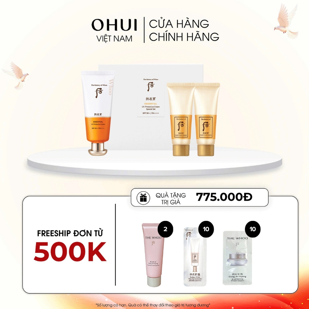 Bộ Kem chống nắng dưỡng ẩm The history of Whoo Gongjinhyang Essential UV Protective Sun Cream SPF50+, PA++++ 60ml