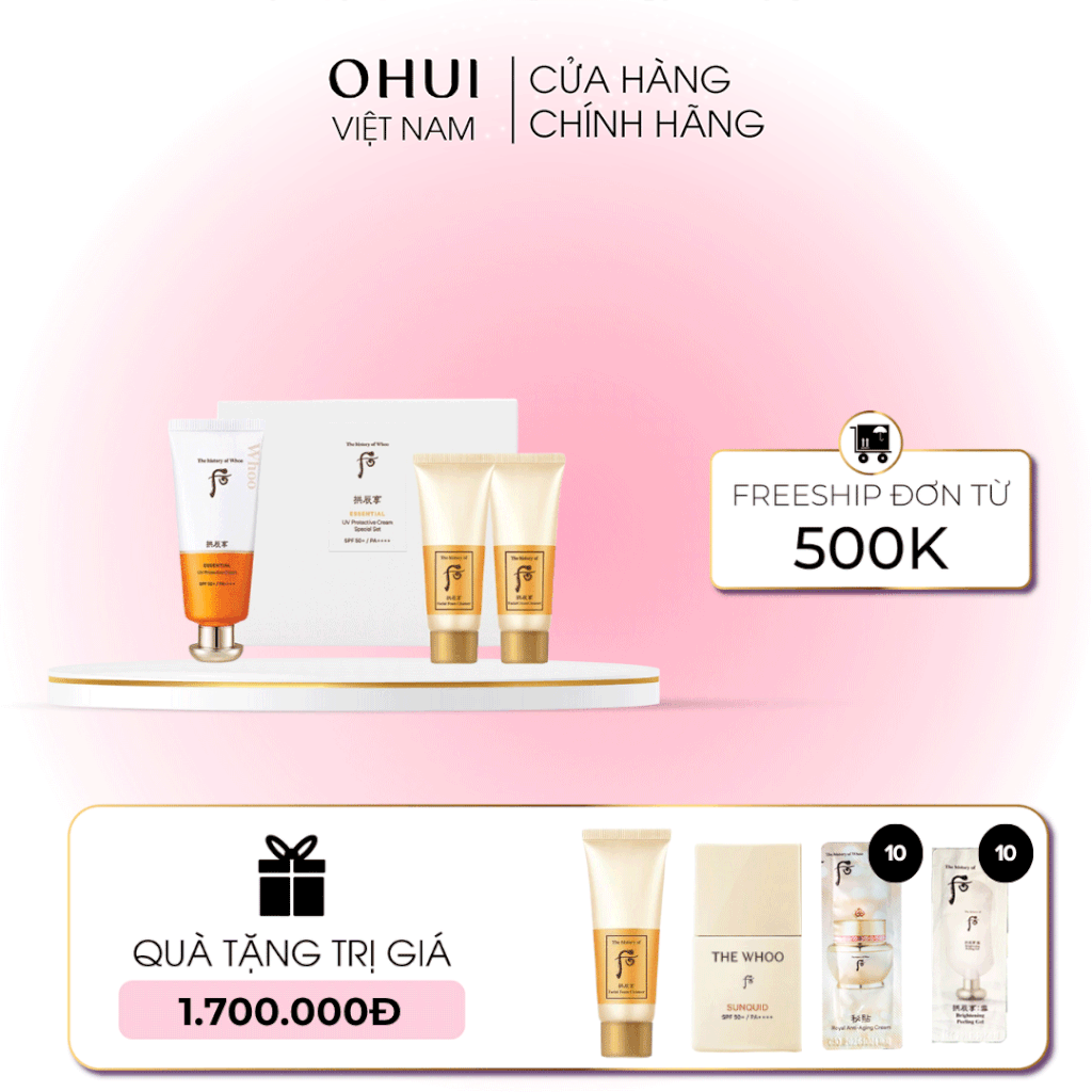 Bộ Kem chống nắng dưỡng ẩm The history of Whoo Gongjinhyang Essential UV Protective Sun Cream SPF50+, PA++++ 60ml