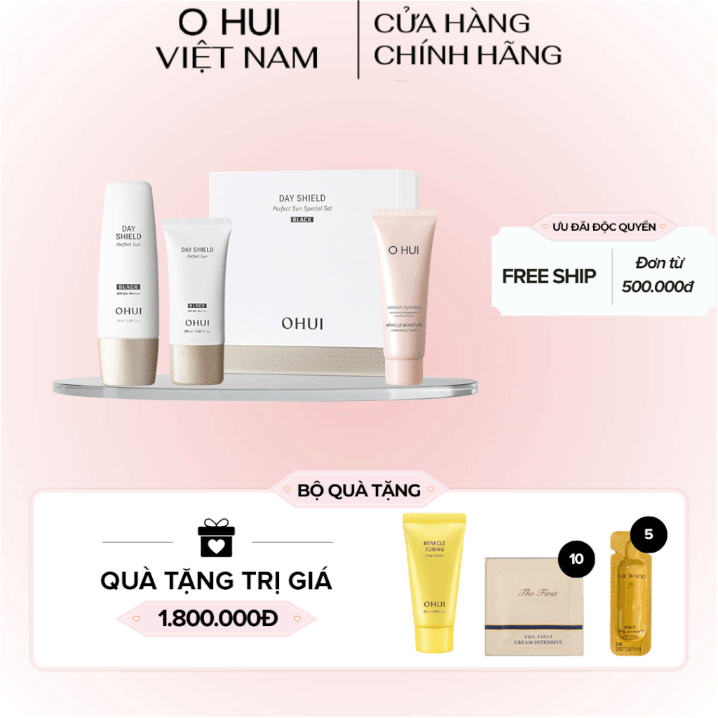 Bộ Kem Chống Nắng Ohui Day Shield Perfect Sun Black 3pcs