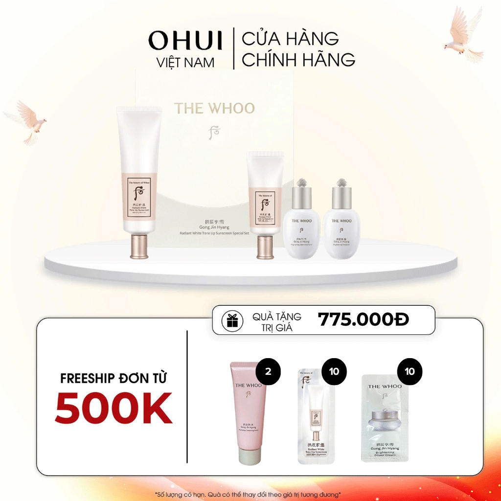 Bộ Kem chống nắng Whoo nâng tông Gongjinhyang Seol Radiant White Tone Up Sunscreen