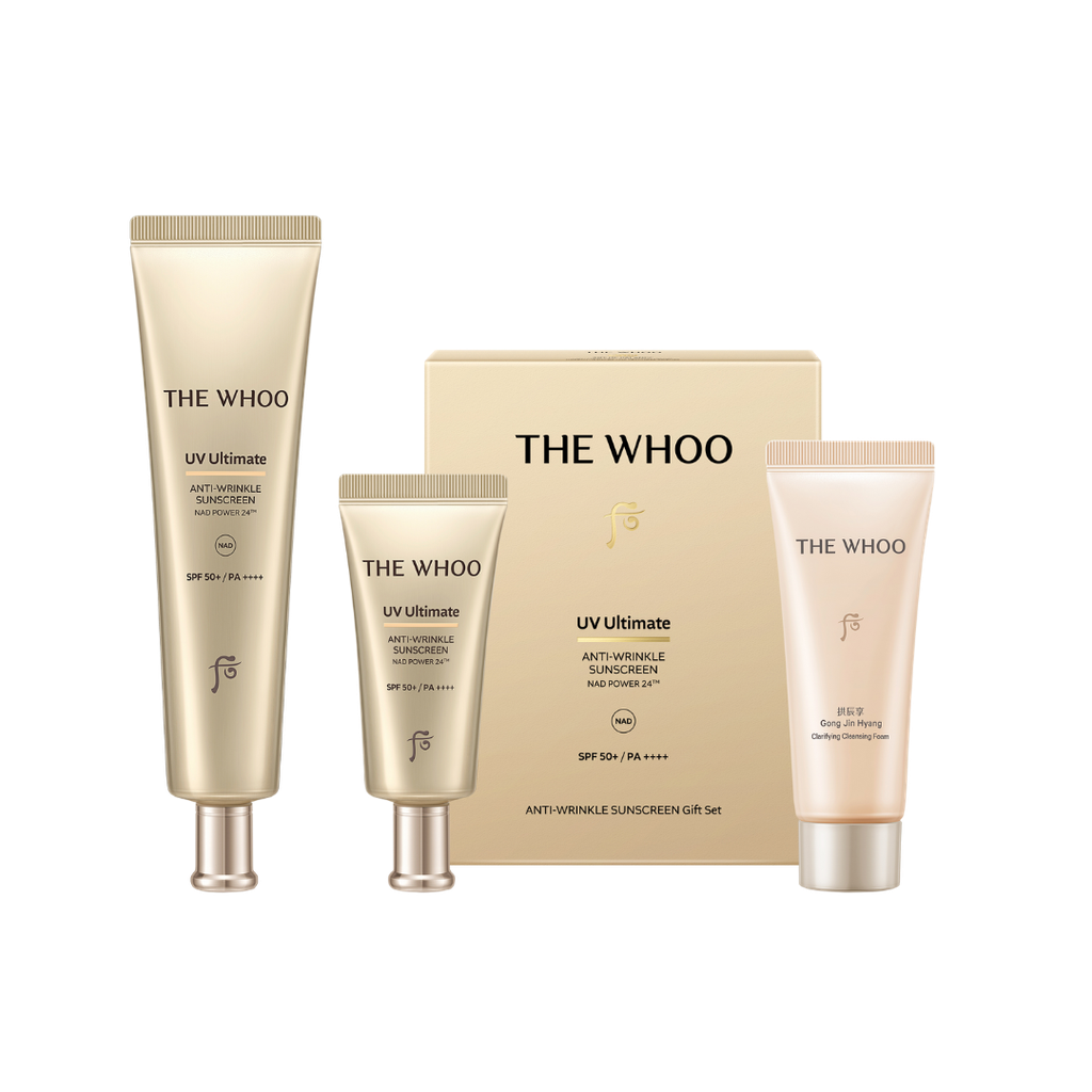 [KOL x OHUI] Bộ Kem chống nắng Whoo Vàng Anti Wrinkle Sunscreen Set Y25